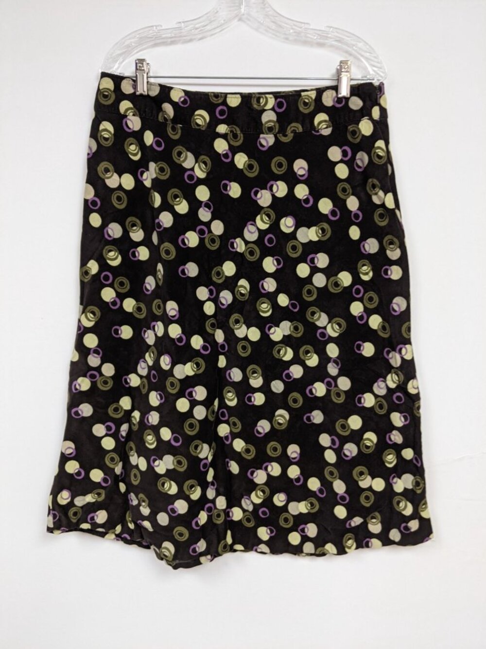 CJ Banks Christopher Brown Skirt Polka Dot Sz 12 Green Modest Womens Corduroy